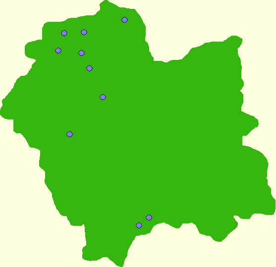 Mapa zamków województwa małopolskiego